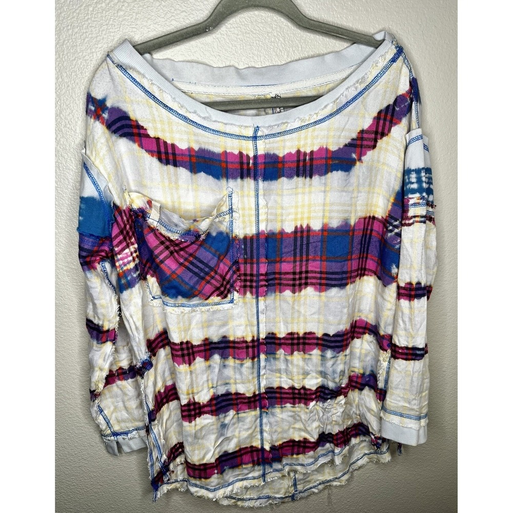 Free People All Intimately Fresh In Flannel Plaid Multicolor Pullover XS Comfort - Picture 2 of 8